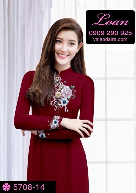 Vải áo dài hoa Hồng Vải áo dài hoa Hồng