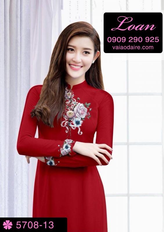 Vải áo dài hoa Hồng Vải áo dài hoa Hồng
