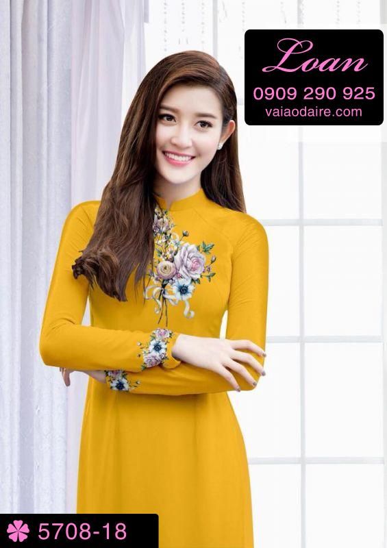 Vải áo dài hoa Hồng Vải áo dài hoa Hồng
