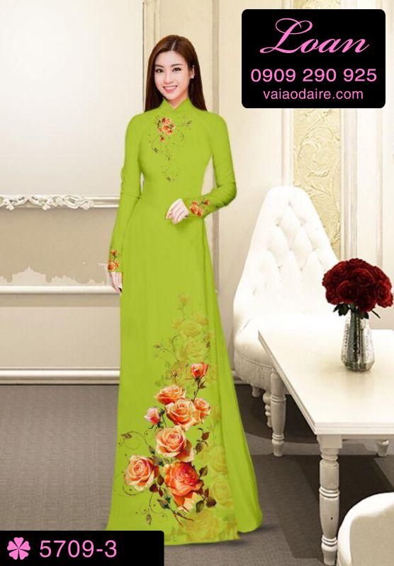 Vải áo dài hoa Hồng Vải áo dài hoa Hồng