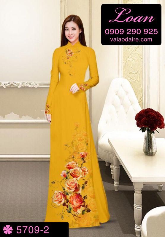 Vải áo dài hoa Hồng Vải áo dài hoa Hồng