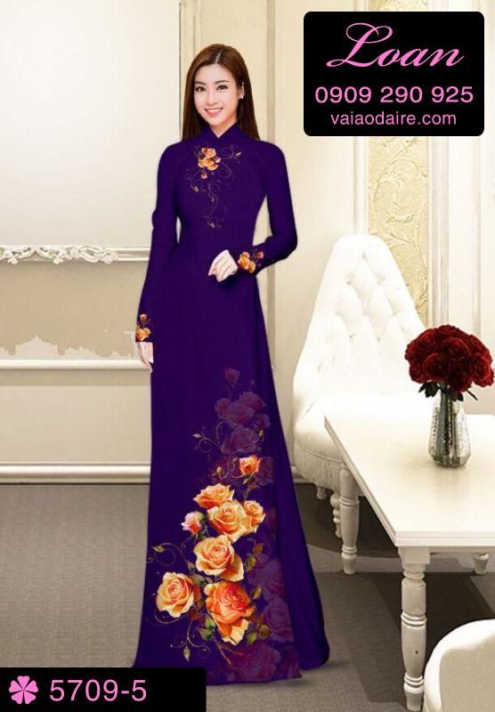 Vải áo dài hoa Hồng Vải áo dài hoa Hồng