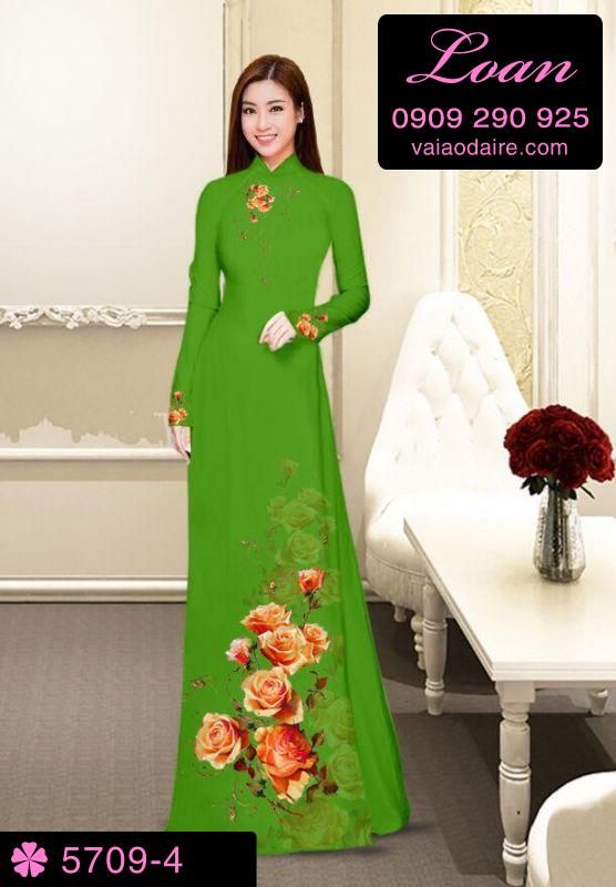 Vải áo dài hoa Hồng Vải áo dài hoa Hồng