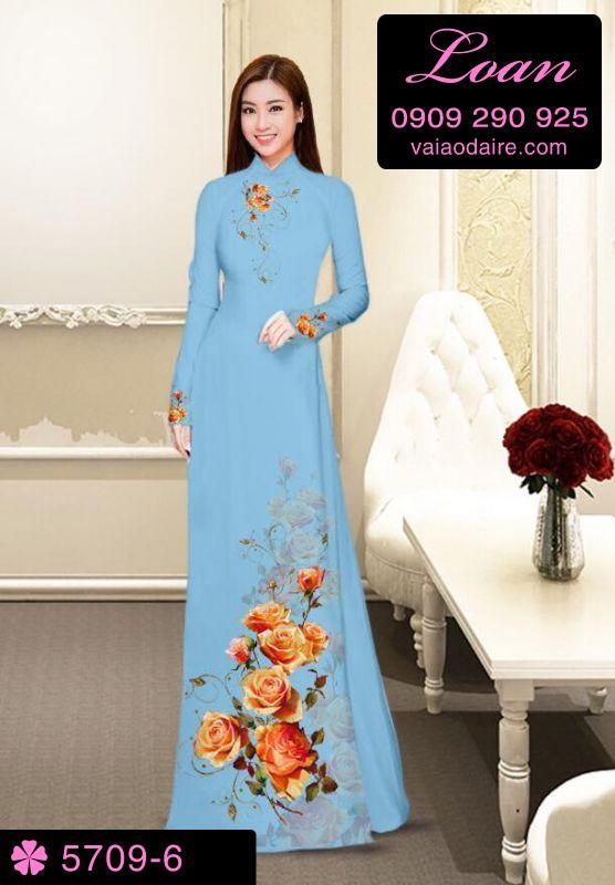 Vải áo dài hoa Hồng Vải áo dài hoa Hồng