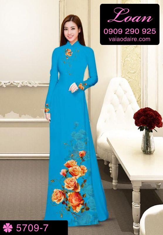 Vải áo dài hoa Hồng Vải áo dài hoa Hồng