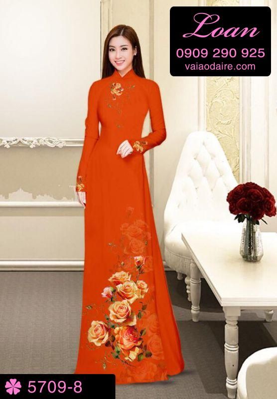 Vải áo dài hoa Hồng Vải áo dài hoa Hồng