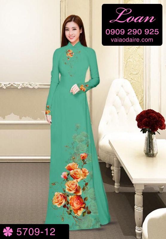 Vải áo dài hoa Hồng Vải áo dài hoa Hồng