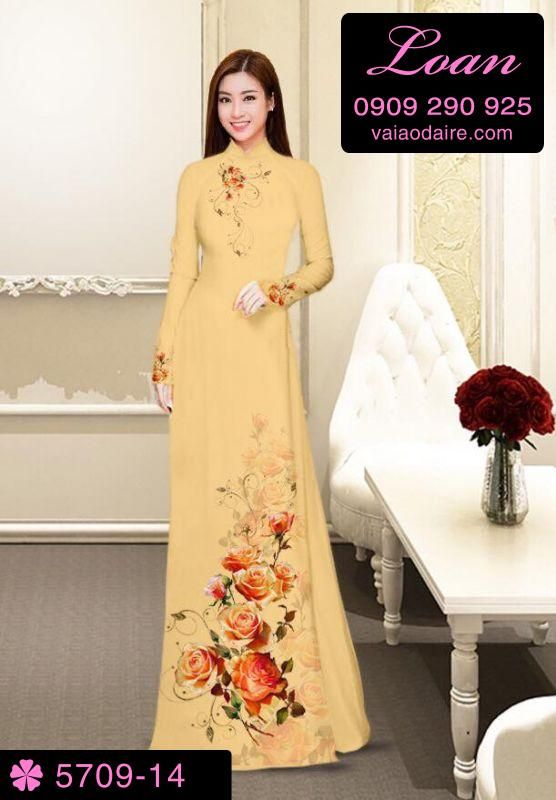 Vải áo dài hoa Hồng Vải áo dài hoa Hồng