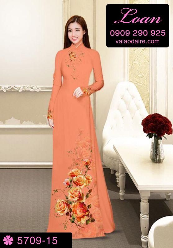 Vải áo dài hoa Hồng Vải áo dài hoa Hồng