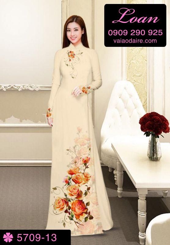 Vải áo dài hoa Hồng Vải áo dài hoa Hồng