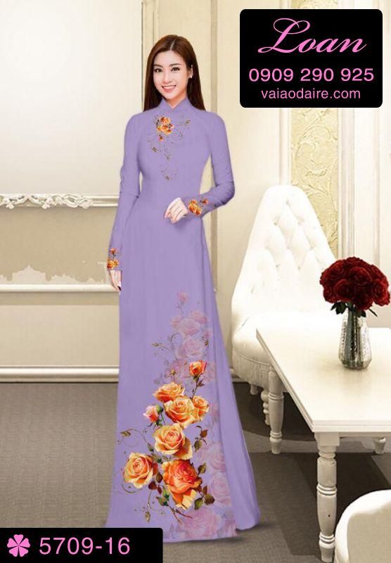 Vải áo dài hoa Hồng Vải áo dài hoa Hồng