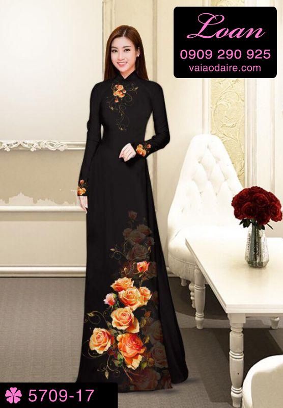 Vải áo dài hoa Hồng Vải áo dài hoa Hồng