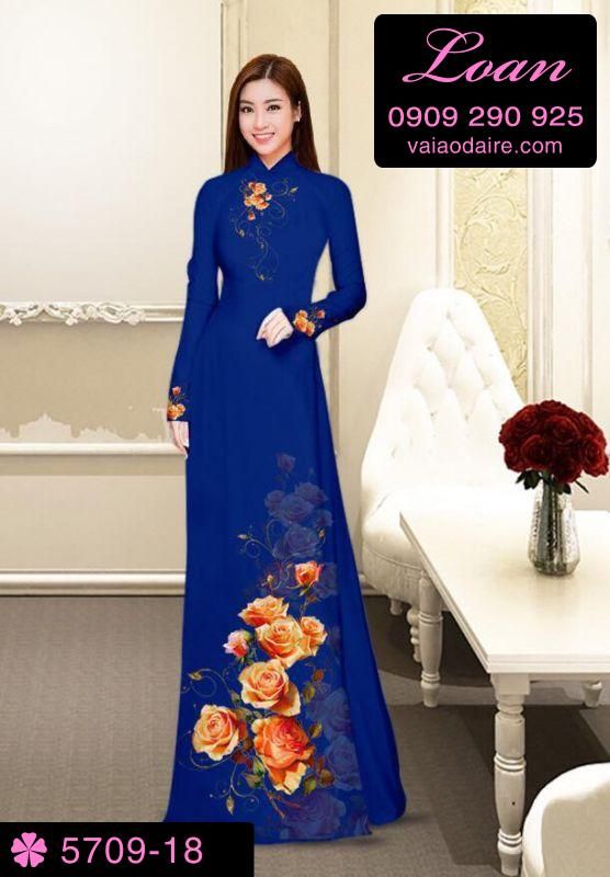 Vải áo dài hoa Hồng Vải áo dài hoa Hồng