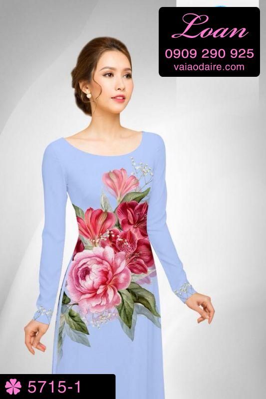Vải áo dài hoa Hồng