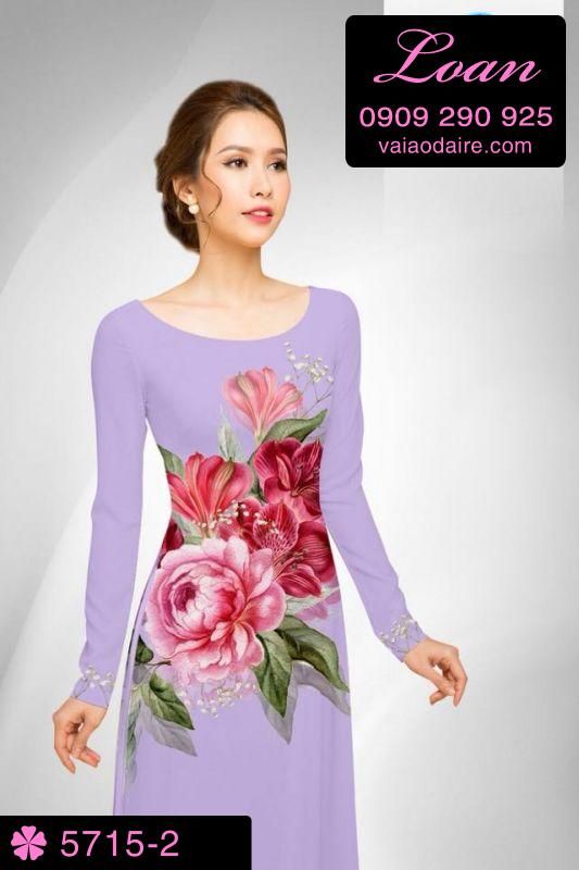 Vải áo dài hoa Hồng