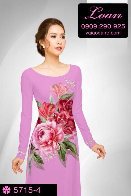 Vải áo dài hoa Hồng