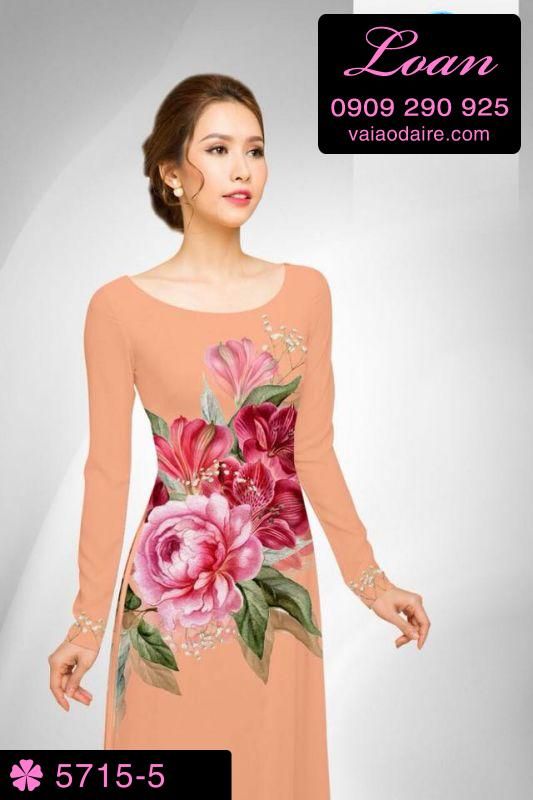 Vải áo dài hoa Hồng