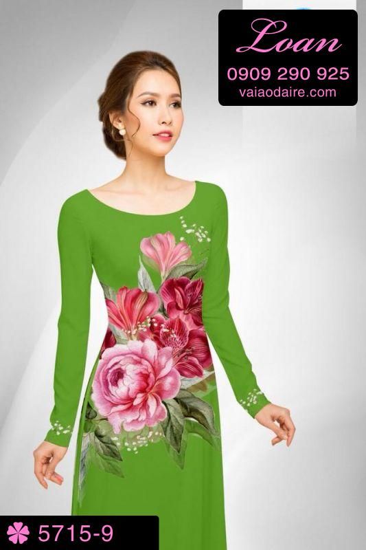 Vải áo dài hoa Hồng