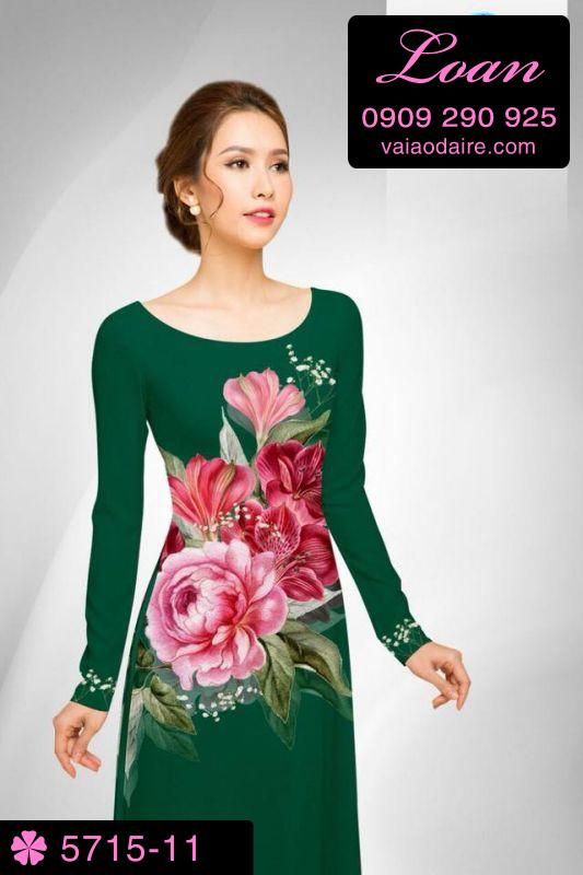 Vải áo dài hoa Hồng