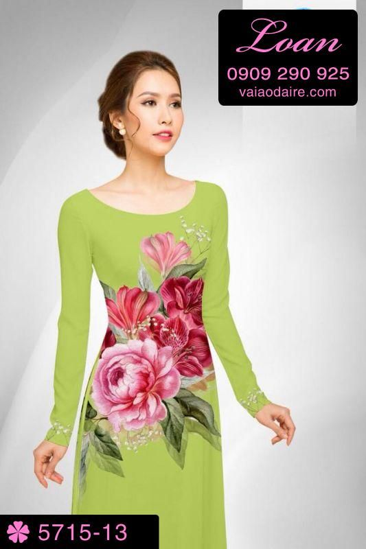 Vải áo dài hoa Hồng