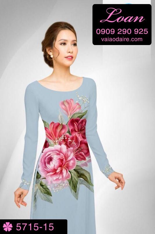 Vải áo dài hoa Hồng