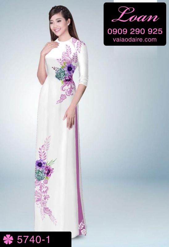 Vải áo dài hoa trên dưới