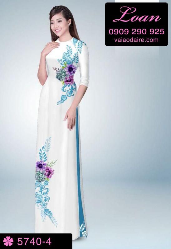 Vải áo dài hoa trên dưới