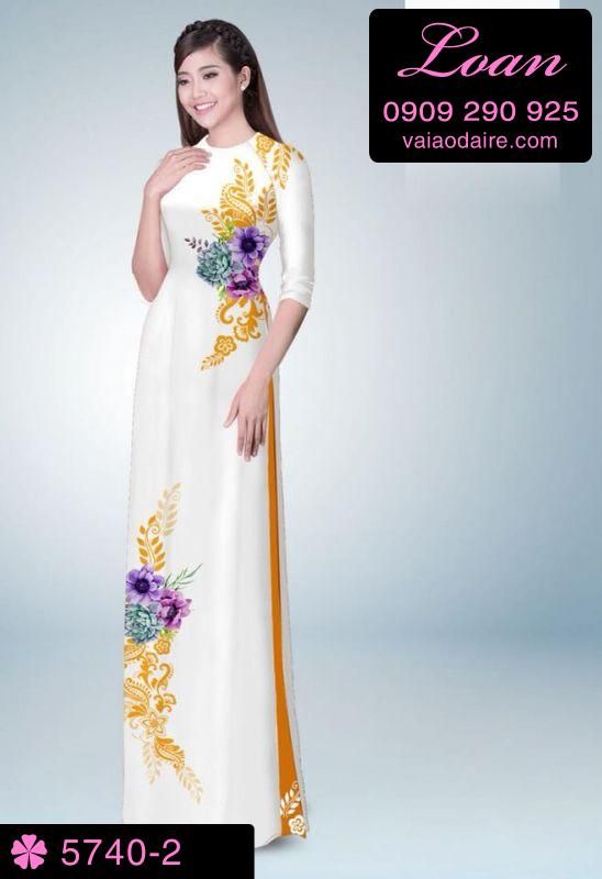 Vải áo dài hoa trên dưới