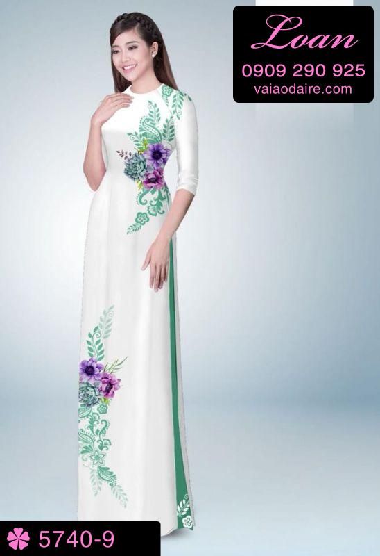 Vải áo dài hoa trên dưới