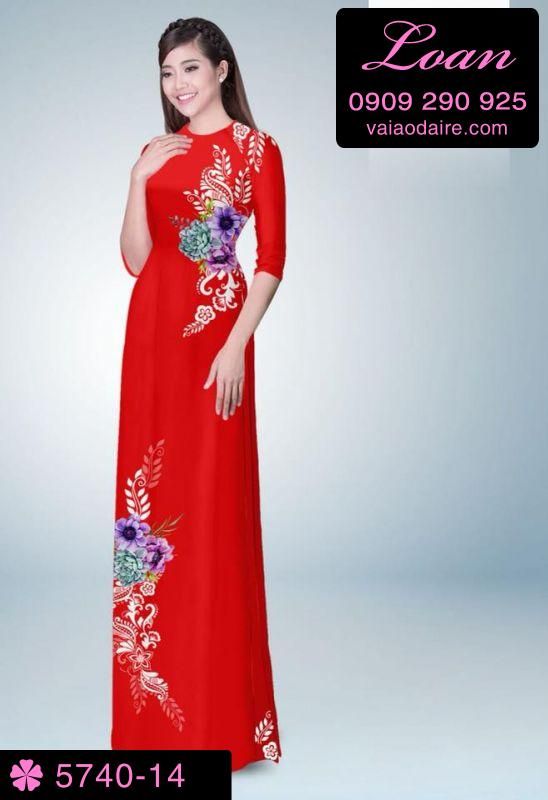 Vải áo dài hoa trên dưới