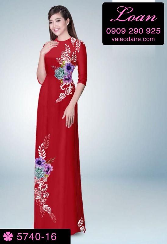 Vải áo dài hoa trên dưới