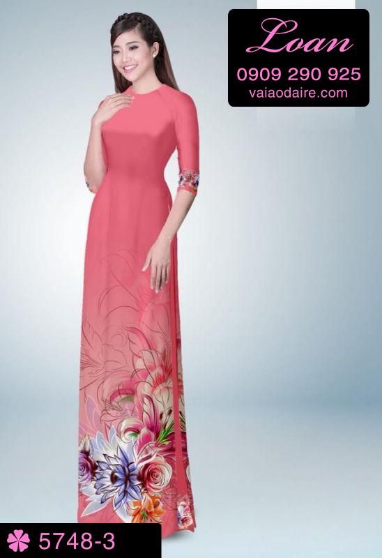 Vải áo dài hoa 3D