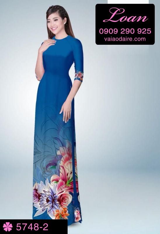 Vải áo dài hoa 3D