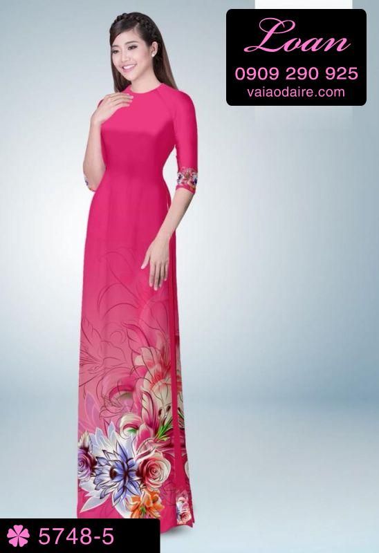 Vải áo dài hoa 3D