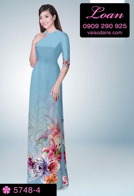 Vải áo dài hoa 3D