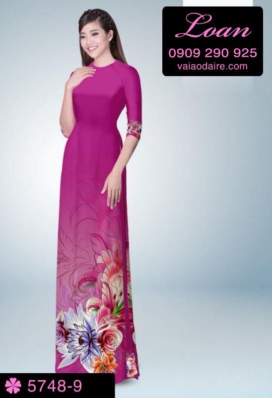 Vải áo dài hoa 3D