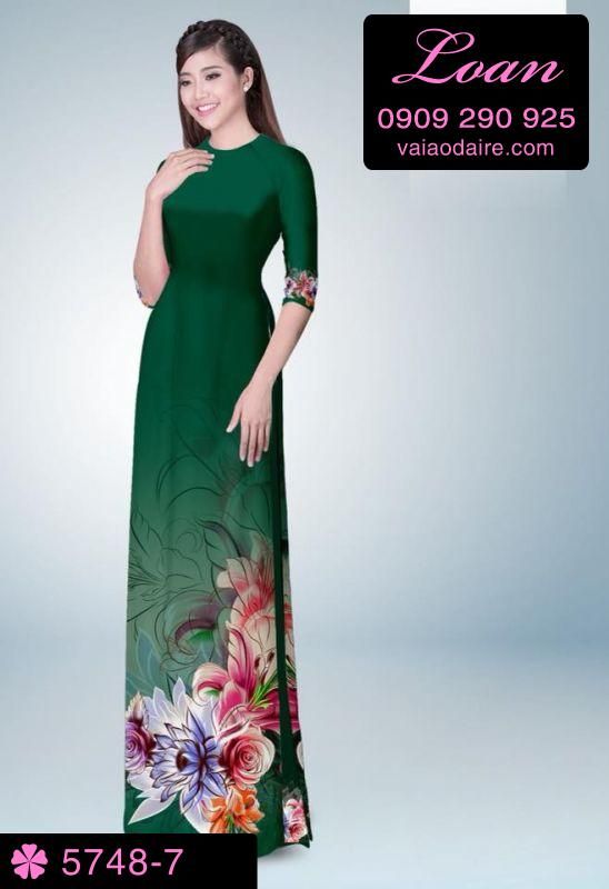 Vải áo dài hoa 3D