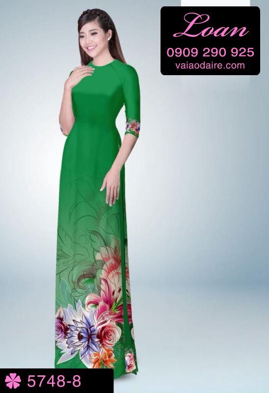 Vải áo dài hoa 3D