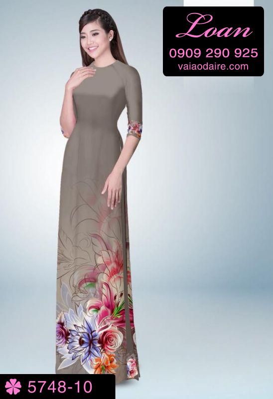 Vải áo dài hoa 3D