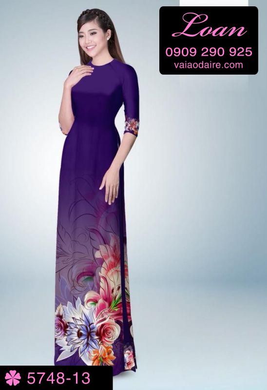 Vải áo dài hoa 3D