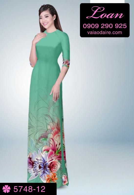 Vải áo dài hoa 3D