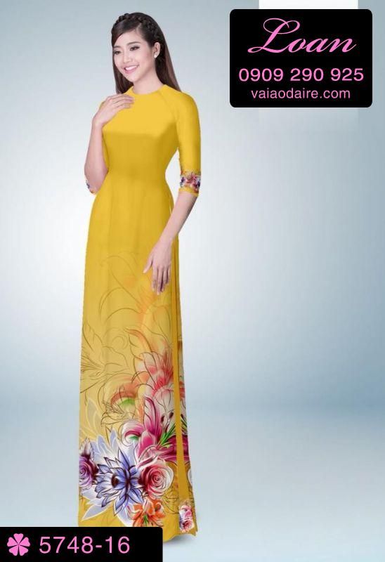 Vải áo dài hoa 3D