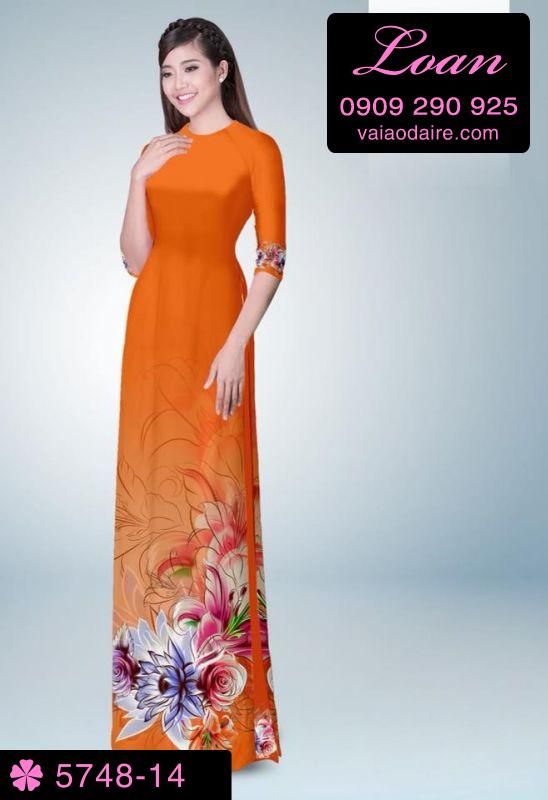 Vải áo dài hoa 3D