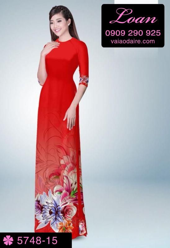 Vải áo dài hoa 3D