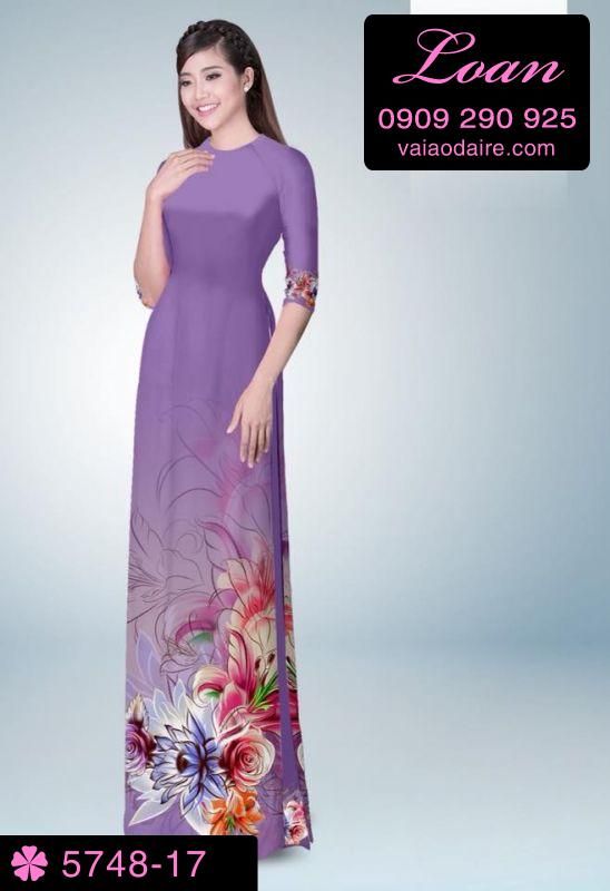 Vải áo dài hoa 3D