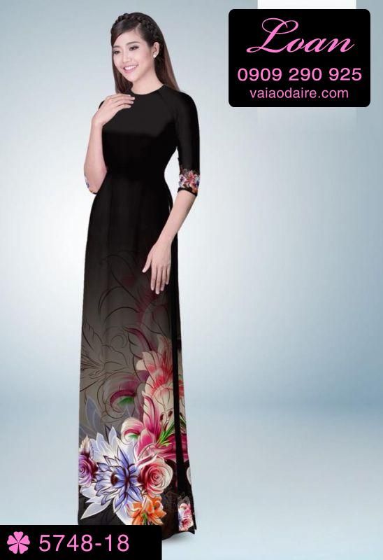 Vải áo dài hoa 3D