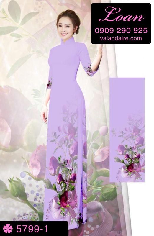 Vải áo dài hoa 3D