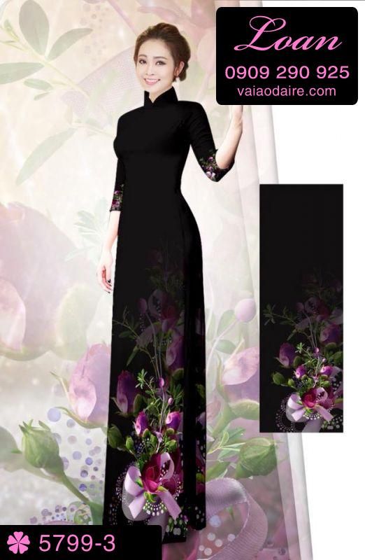 Vải áo dài hoa 3D