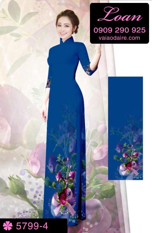 Vải áo dài hoa 3D