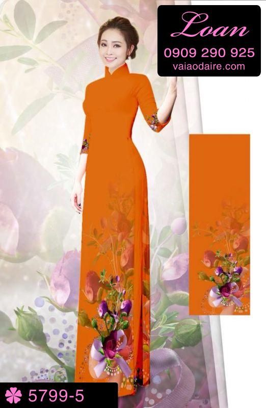 Vải áo dài hoa 3D